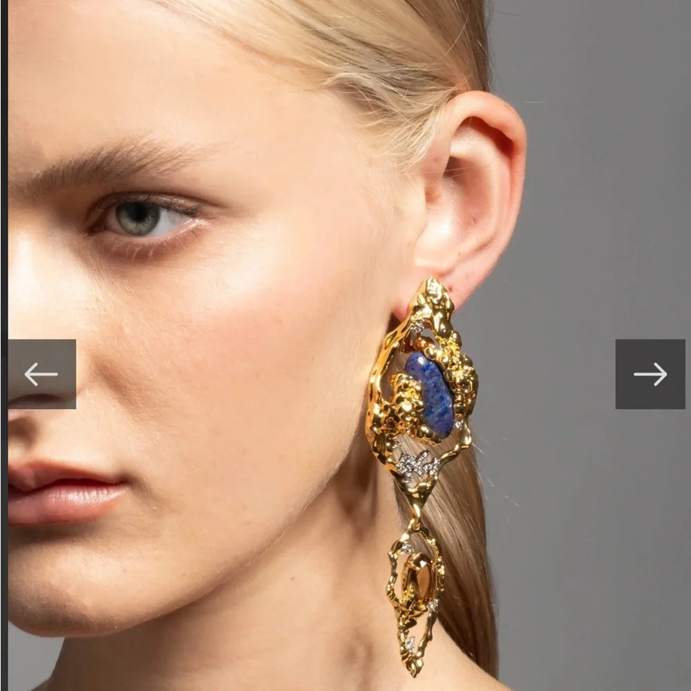 ALEXIS BITTAR Brut Mosaic Clip Earring 14K Gold Plated NWT - Picture 2 of 13